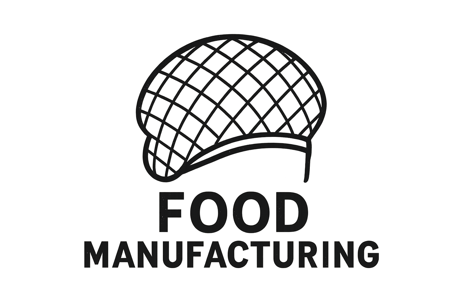 a black food manufacturing logo with just a hairnet