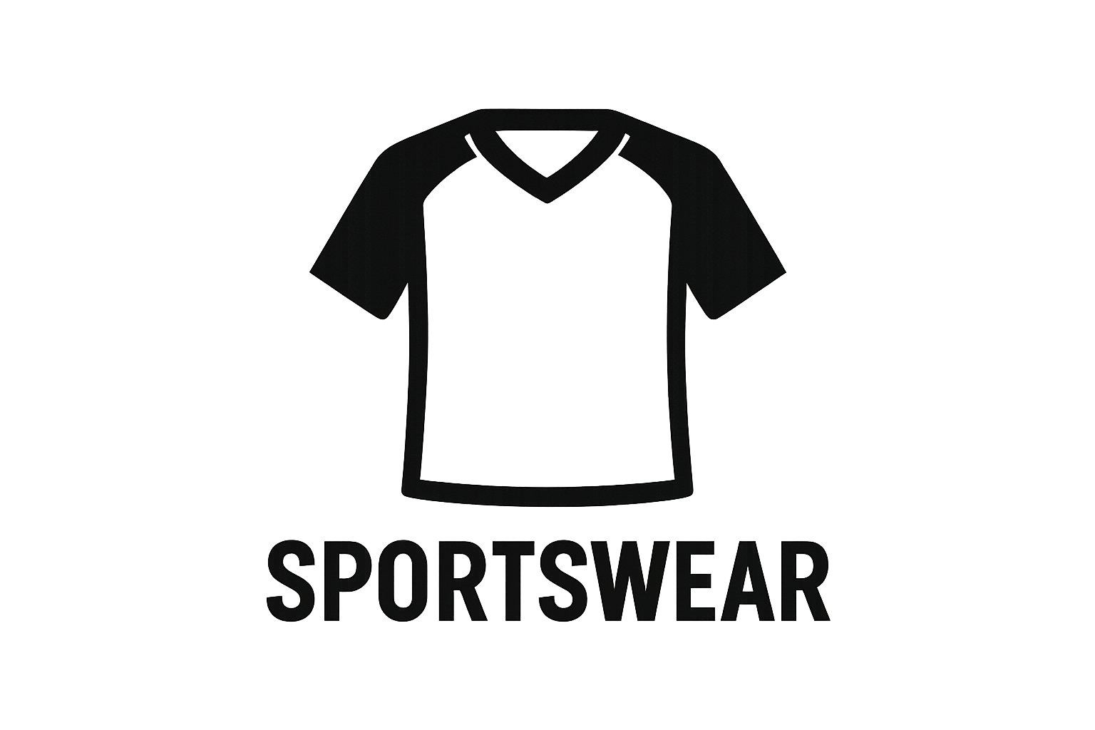 a black sportswear logo of a sport jersey with a simple design with a clear background and sportswear text below-1