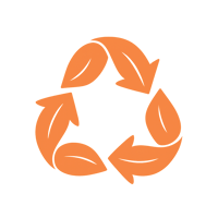 a no text logo of a recycling logo made of leaves in orange exactly R255 G154 B82-1